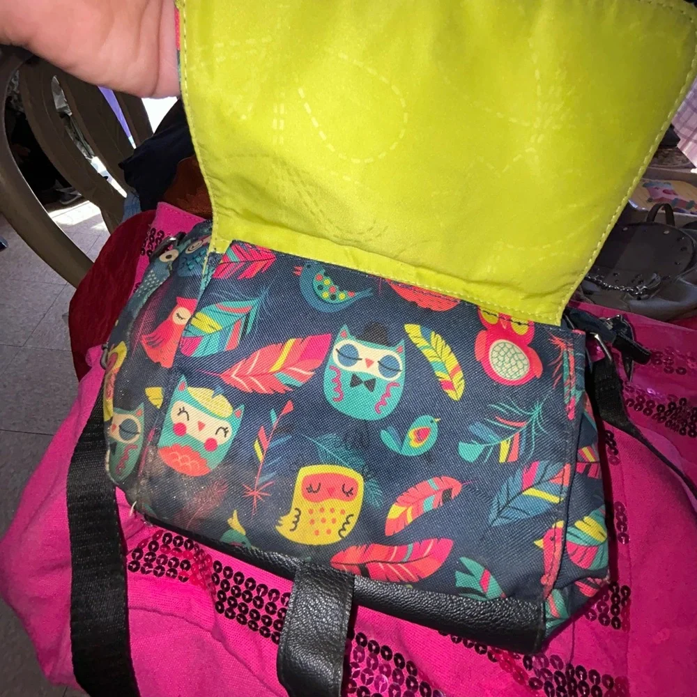 Lesportsac Black Bag with Colorful Bird Print